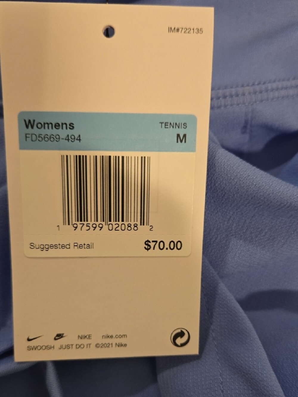 Nike Womens Tennis Shortss Medium Periwinkle Blue NWT - Picture 3 of 3